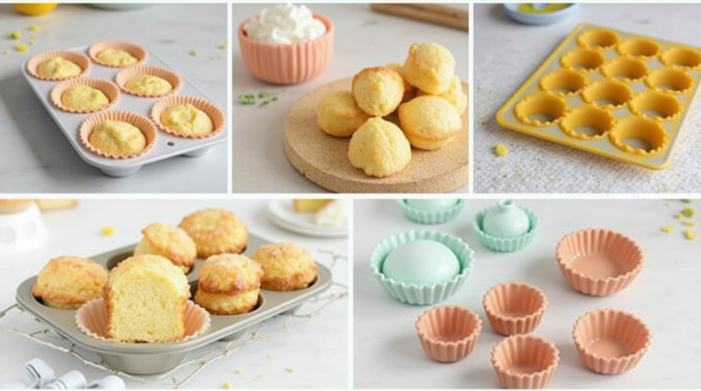 Alternative options for Madeleine molds, including muffin tins and silicone baking trays, used for baking.