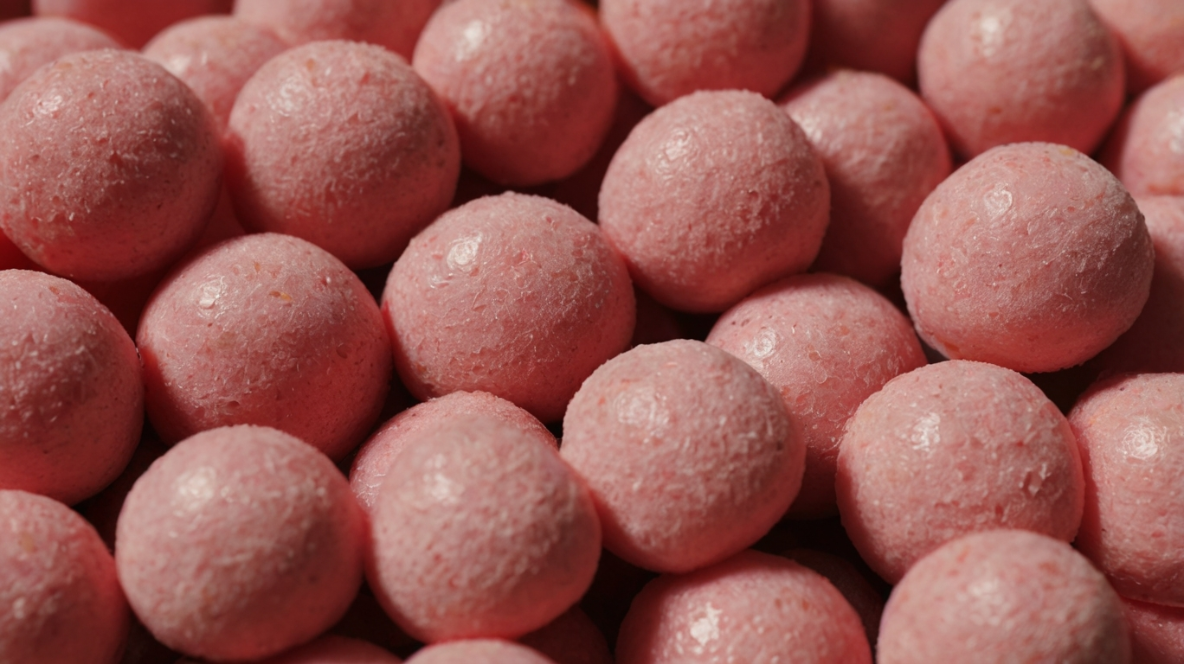 Delicious strawberry bon bons coated in chocolate, with a vibrant pink strawberry center, arranged on a plate.