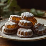 Traditional horehound candy with its amber color, shaped into lozenges and displayed on a rustic wooden surface.